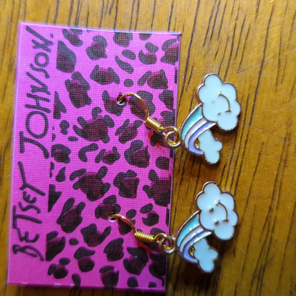 Betsey Johnson Earrings Cloud and Rainbow Brand New